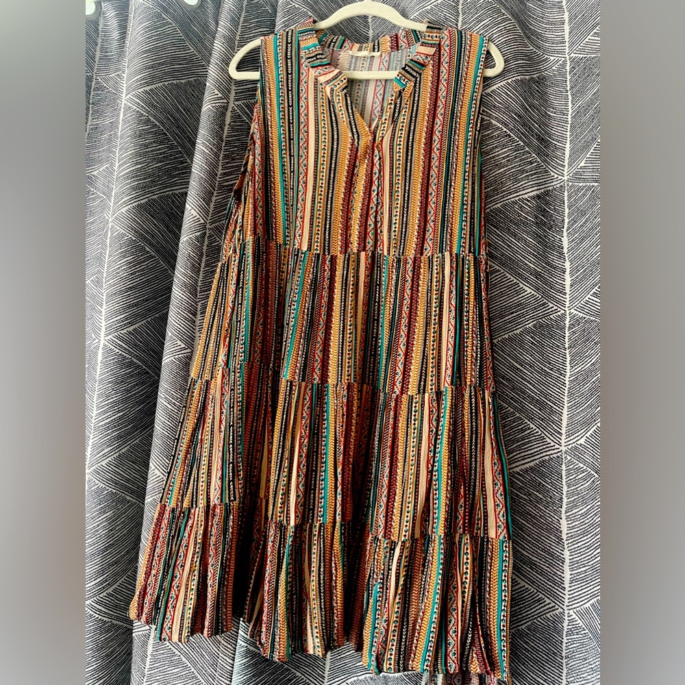 Fun striped colorful print dress, size 3x.